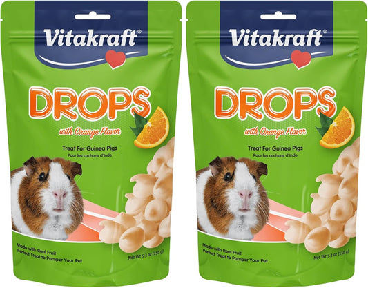 New Vitakraft Drops with Orange Flavor Guinea Pig Treats | 5.3 oz, Pack of 2