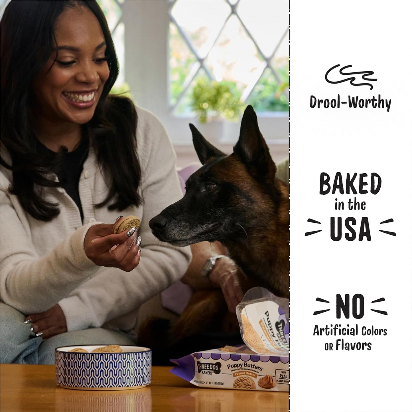 Three Dog Bakery Peanut Butter Lovers Dog Treats | Creamy Peanut Butter Filling • 28.8 oz