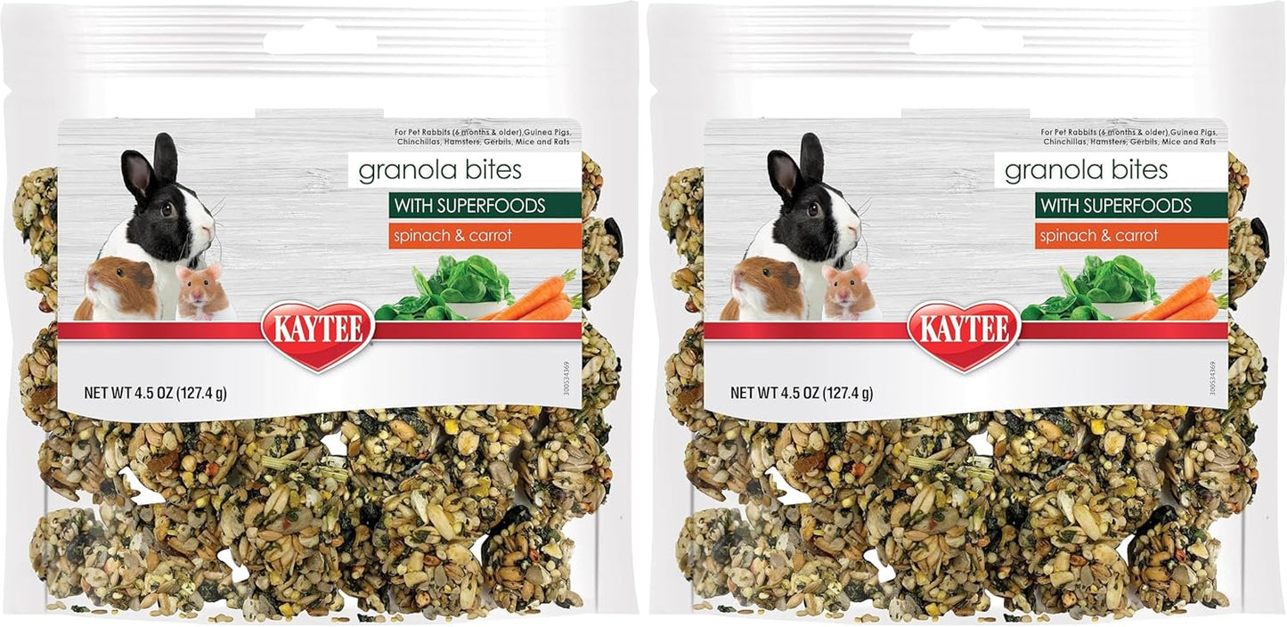 New Kaytee Granola Bites with Superfoods for Small Animals | 4.5oz, Pack of 2