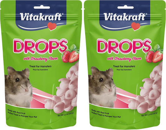 New Vitakraft Hamster Strawberry Drops Treats | 5.3 oz, Pack of 2