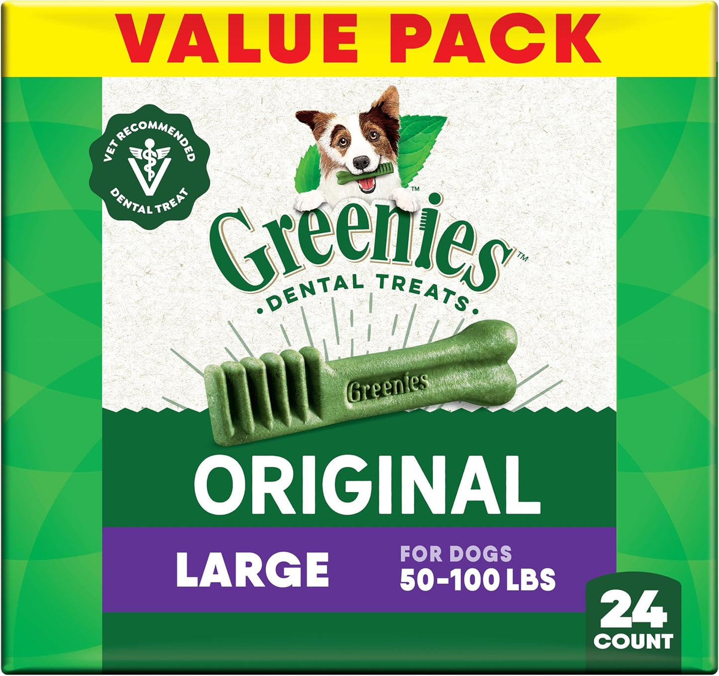 New Greenies Original Large Dental Dog Treats | 36 oz (24 treats)