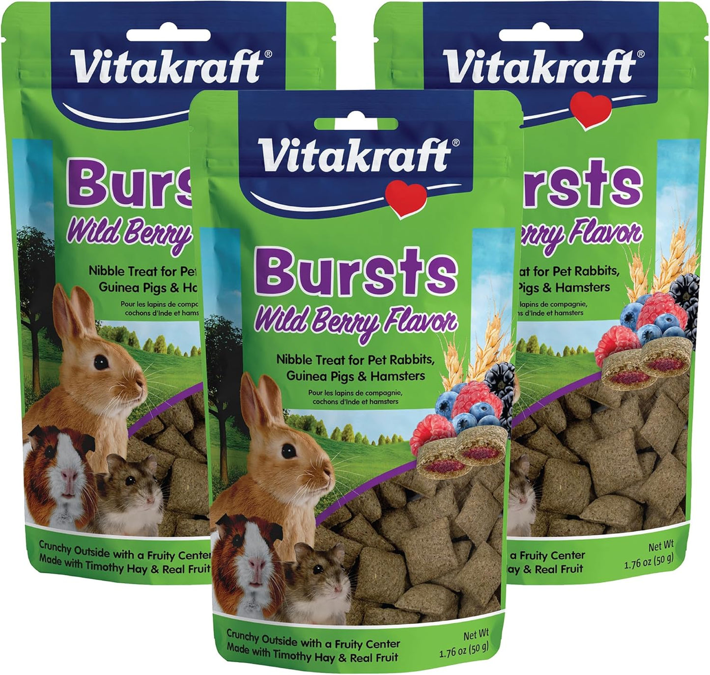 New Vitakraft Bursts Small Animal Treat | Wild Berry Flavor, 5.28 oz