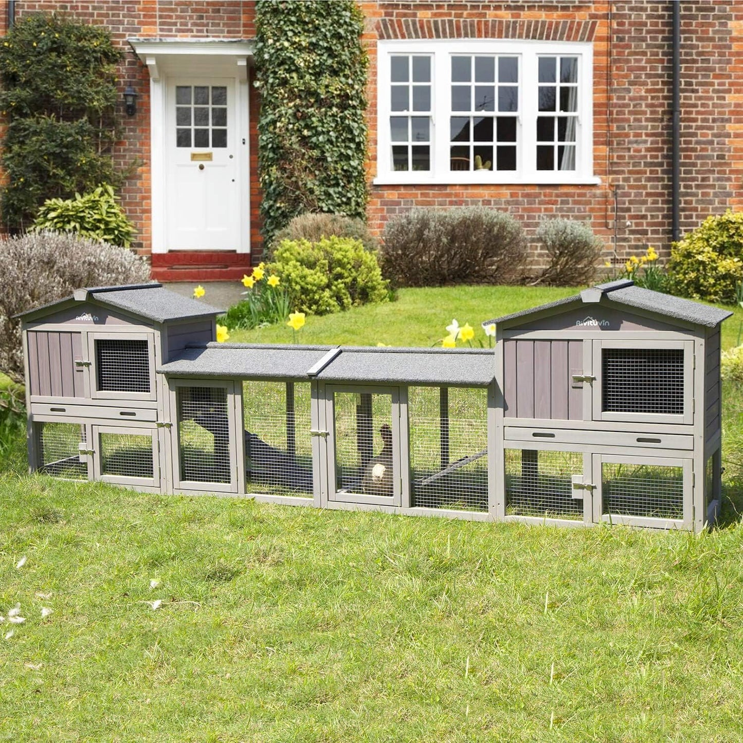 New Aivituvin Rabbit Hutch Chicken Coop Duck House with Run | 114" L × 21" W × 33" H