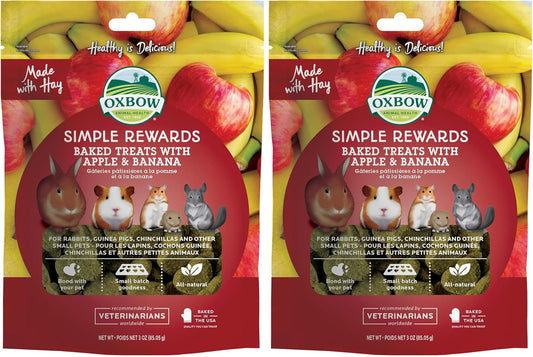 New Oxbow Simple Rewards Apple Banana Small Animal Treats | 3 oz Bag (Pack of 2)