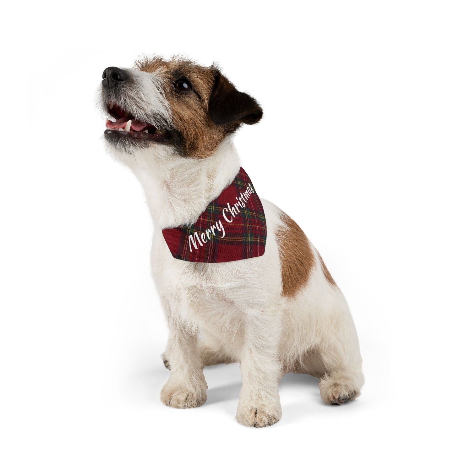 Merry Christmas Plaid Pet Bandana Collar | S, M, L, XL