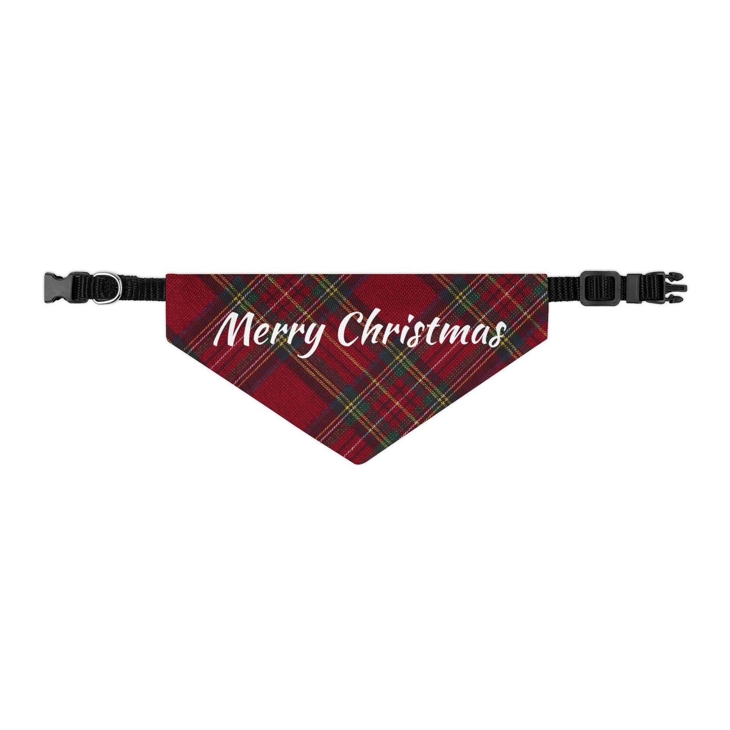 Merry Christmas Plaid Pet Bandana Collar | S, M, L, XL