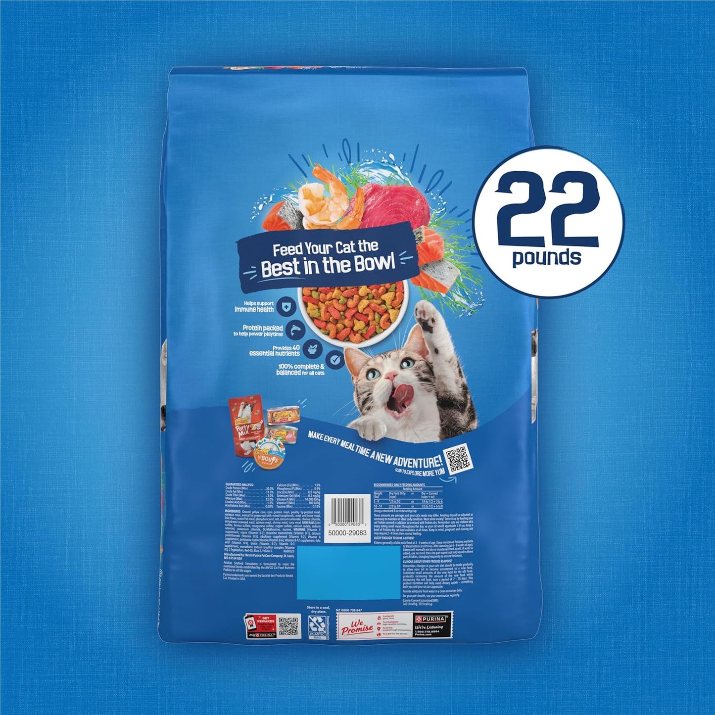 New Purina Friskies Dry Cat Food Seafood Sensations With Salmon, Tuna, and Shrimp Flavors - 22 lb. Bag