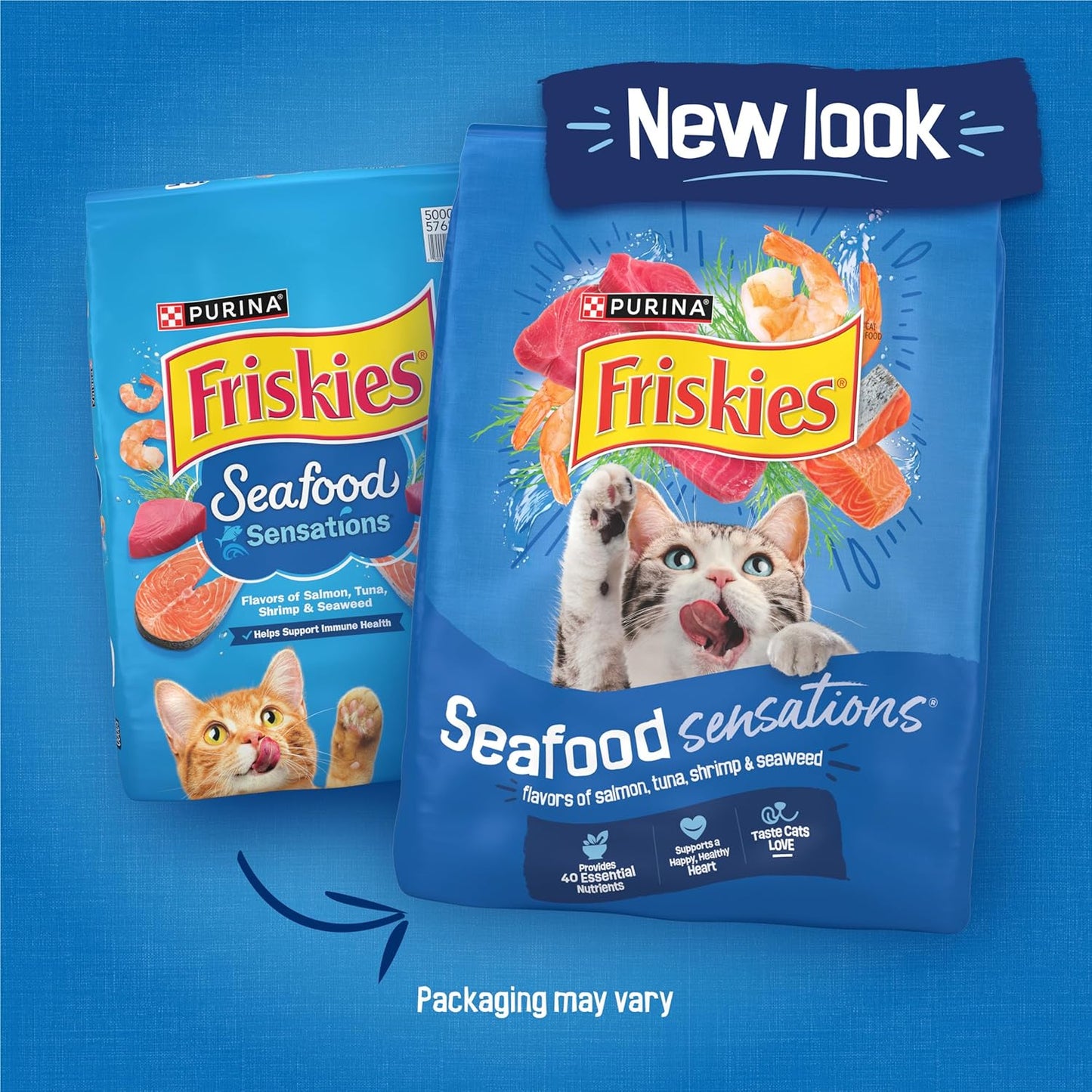 New Purina Friskies Dry Cat Food Seafood Sensations With Salmon, Tuna, and Shrimp Flavors - 22 lb. Bag