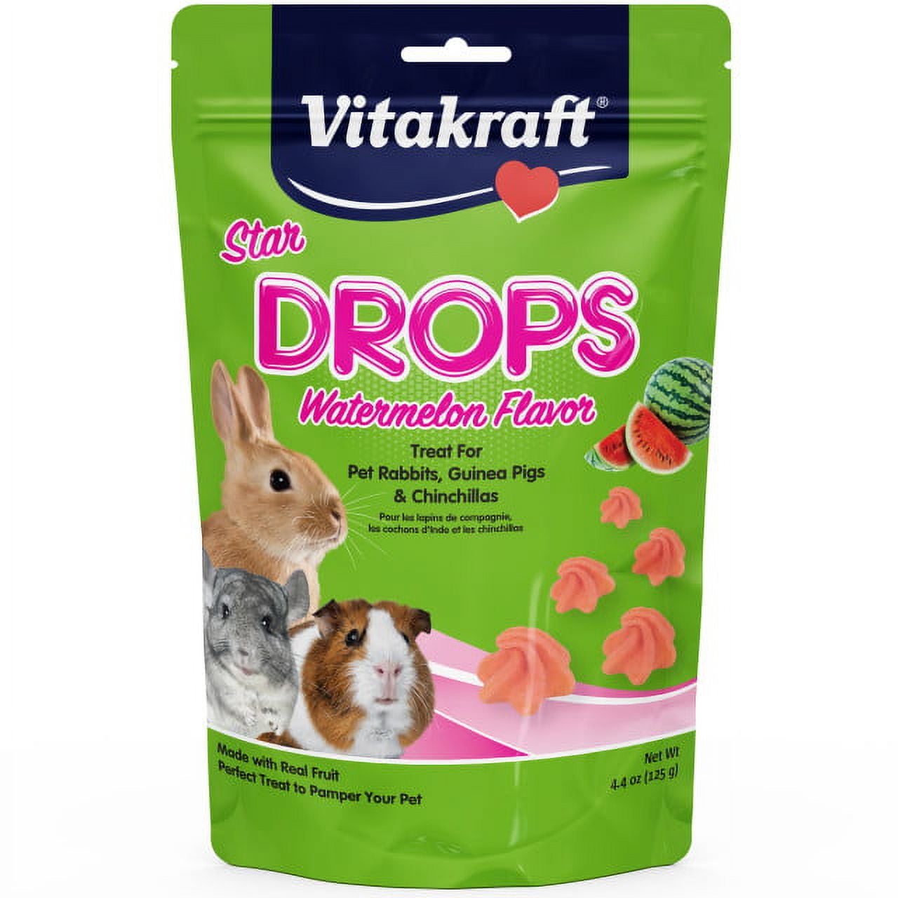 New Vitakraft Star Drops Treat for Small Animal | Watermelon Flavor - 4.75 oz